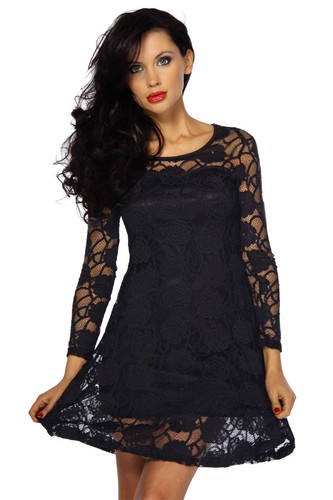 12410 damen kleid schwarz - xs, m